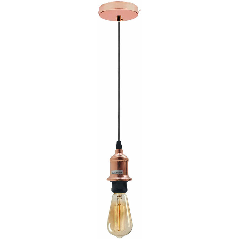 E27 Ceiling Rose Light Fitting Vintage Industrial Pendant Lamp Bulb Holder