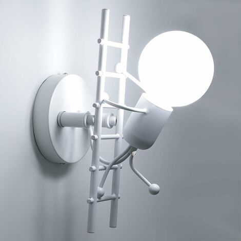 E27 chambre d'enfant chambre de bébé applique murale minimaliste chambre moderne minimaliste lumière nordique luxe filet rouge TV fond noir et blanc applique murale de chevet en forme d'escalier