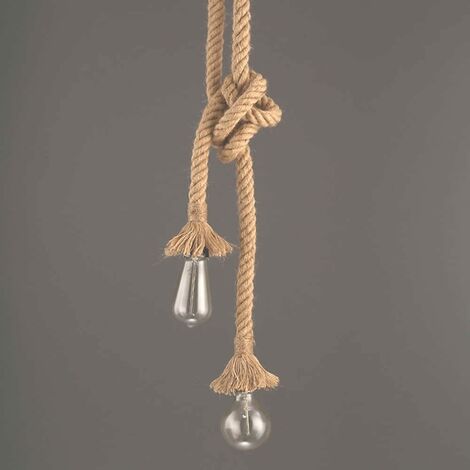 PESCE E27 Double-headed Hemp Rope Vintage Hanging Pendant Light, Industrial Retro Country Style Ceiling Light Perfect for Dining Room Restaurant Bar Cafe
