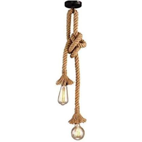 e27 Double-tte Chanvre Corde Vintage Suspendu Pendentif Lumire, Industriel Rtro Pays Style Plafonnier Parfait Pour Salle  Manger Restaurant Bar Ca
