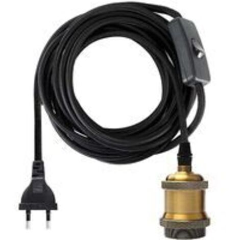E27-Fassung mit Schalter, 1,2 Meter langes Kabel aus Stoff für Glühbirnenfassung/Edison-Retro-Pendelleuchte/Kreativlampe, Vintage-Messing-Lampenadapter