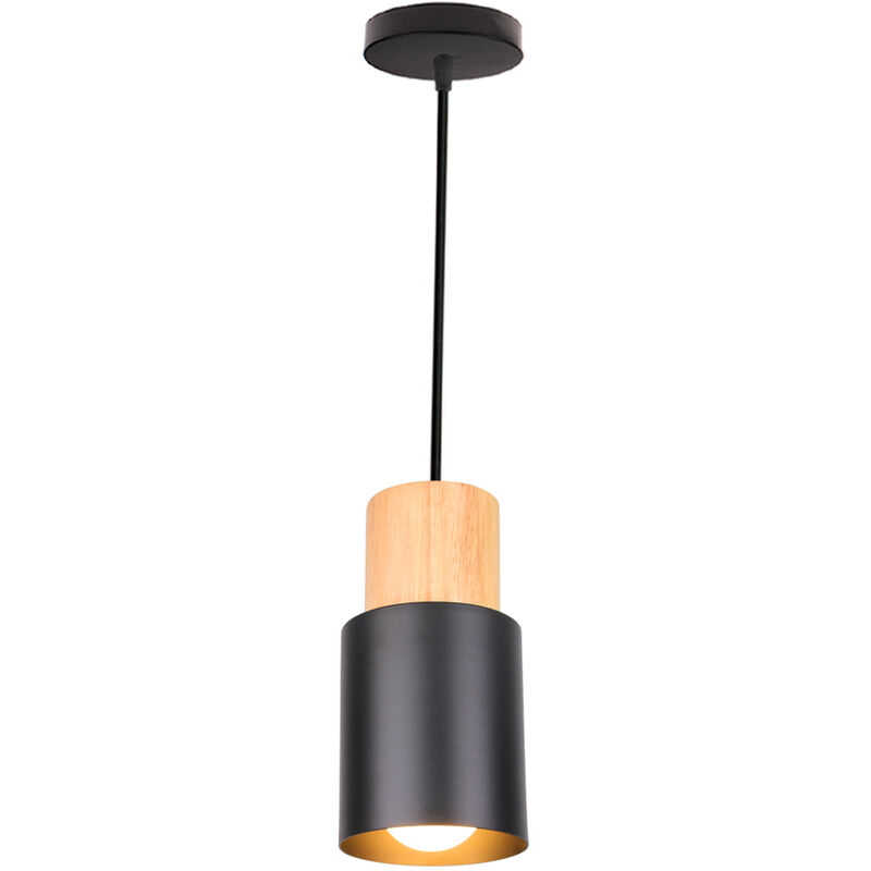 Wottes - E27 Industrial Pendant Lamp Kitchen Restaurant Macaron Wrought Iron Chandelier (Black) - Nero