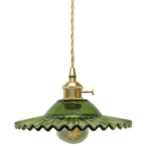 E27 Industrial Vintage Glass Pendant Light Retro Ceiling Light Retro Glass Pendant Light Industrial Ceiling Lighting Pendant Lights (Green Glass without s