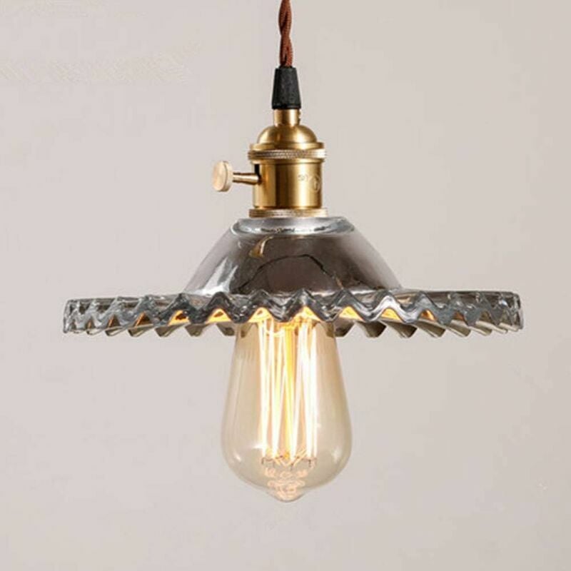 Hoopzi - E27 Industrial Vintage Glass Pendant Lights Retro Ceiling Light Fixture Glass Retro Pendant Lights Industrial Ceiling Lighting Pendant