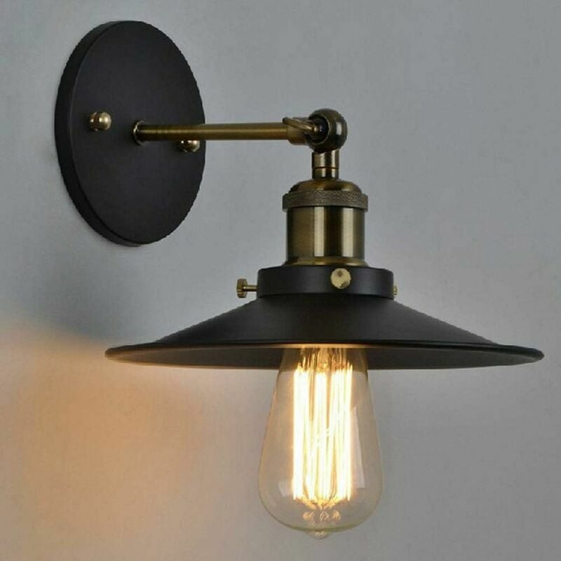 E27 Industrial Wall Light Vintage Retro Edison Lamp Chrome with Metal Shade for Kitchen Living Room Bedroom Hallway Staircase Cafe Bar [Energy Class
