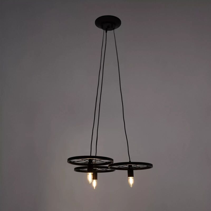 E27 Industriel 3 chariot roue plafonnier Rétro Pendentif Lampe Lustre Suspension (N'inclut pas l'ampoule)