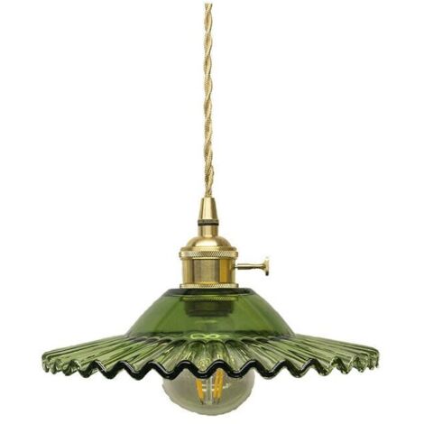 E27 Industrielle Vintage Verre Suspensions Luminaire Retro Plafonnier Luminaire Industrielle Eclairage de Plafond Verre Retro Suspensions Luminaires Suspensions Plafonniers Luminaire(vert)--