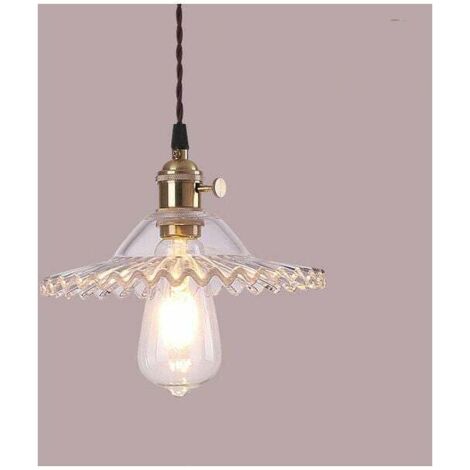 E27 Industrielle Vintage Verre Suspensions Luminaire Retro Plafonnier Luminaire Verre Retro Suspensions Luminaires Industrielle Eclairage de Plafond Suspensions Plafonniers Luminaire(Verre transparent