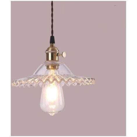 E27 Industrielle Vintage Verre Suspensions Luminaire Retro Plafonnier Luminaire Verre Retro Suspensions Luminaires Industrielle Eclairage de Plafond Suspensions Plafonniers Luminaire(Verre transparent