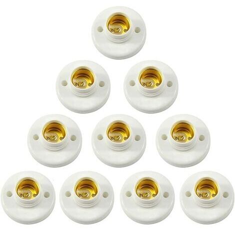 E27 Lamp Holder Screw Socket Plastic Wall Mount LED Bulb Base Converter Adapter Holders for E27 Bulb Plastic Round Screw Socket for Bulb Socket 10PCS