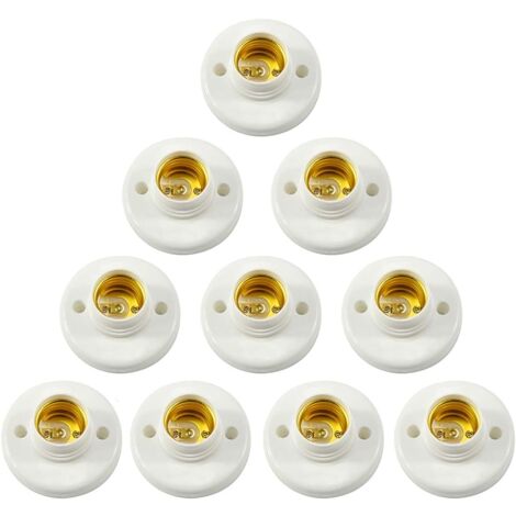 E27 Lamp Holder, Wall Screw Socket, LED Bulb Base Converter Adapter, for E27 Bulb Plastic Round Screw Socket 10PCS