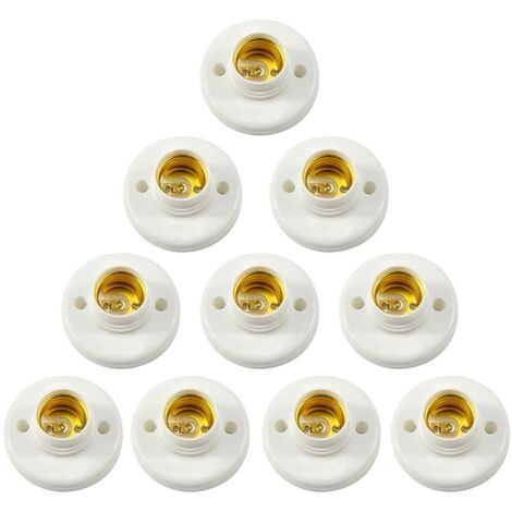 E27 Lamp Holder, Wall Screw Socket, LED Bulb Base Converter Adapter, for E27 Bulb Round Plastic Screw Socket 10PCS