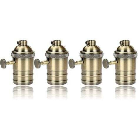 E27 lamp socket, retro pendant lamp, solid ceramic adapter, 4 pieces vintage brass socket
