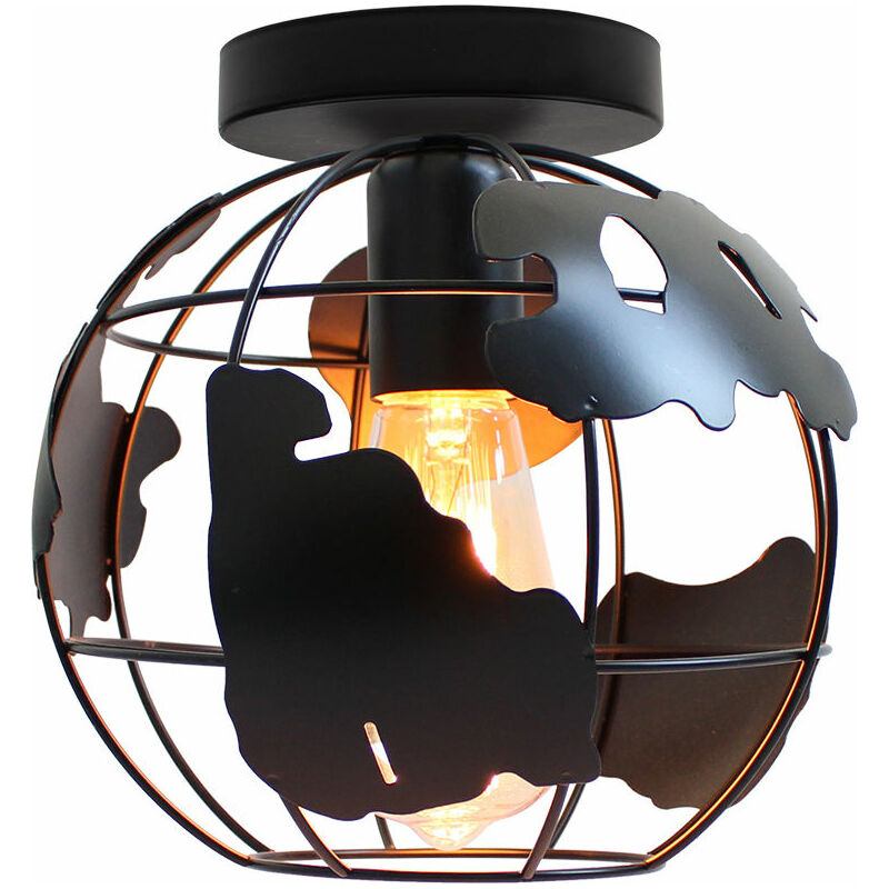 Image of Wottes - E27 Lampada da Soffitto Moderno Plafoniera Creativa Gabbi Iron Art Illuminazione Soffitto Ø20CM per Corridoio Portico Caffè - 1 Pezzo Nero