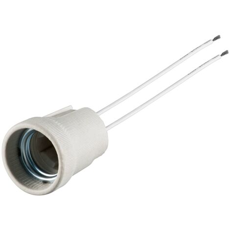 E27 Lampenfassung mit Zwillingslitze, max. 100 W/250 V (AC), 0,15 m Kabel, Keramik.