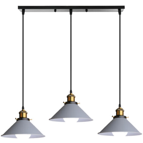 E27 Lampes Suspension Industrielle Luminaire Plafonnier Abat-Jour en Fer Forgé Lustre Suspension Créative Ø22CM - Gris