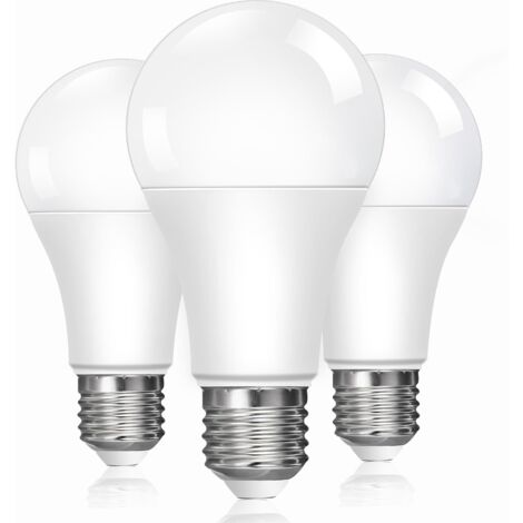 E27 LED Bulb 13W Cool White 6500K, 100W Incandescent Equivalent, A60 LED Bulbs Edison Screw Base, 1200LM, Energy Saving, AC 220V-240V, Non-Dimmable, Pack of 3
