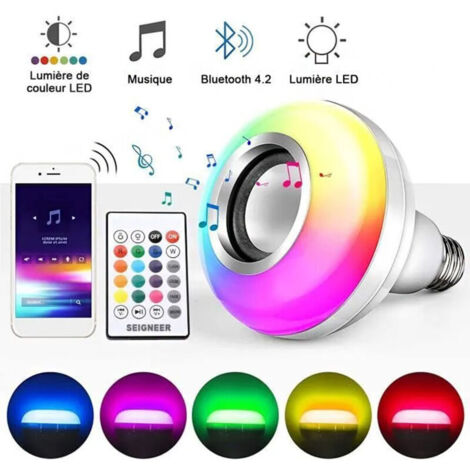 E27 LED Bulb - Dimmable RGB Color - Built-in Bluetooth Speaker