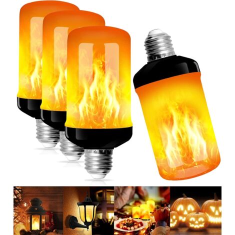 E27 LED-Glühbirne, 4 W LED-Flammenbirne mit 4 Beleuchtungsmodi, 1800 K Retro-Dekolampe mit Flammeneffekt für Restaurant, Café, Bar, Glühlampen, 4 Stück