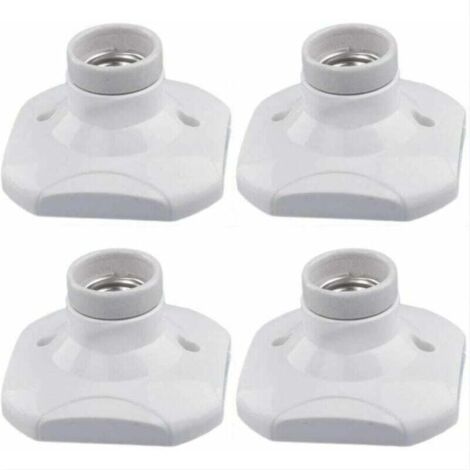 E27 LED-Lampenfassung, E27 Keramikfassung und Kunststoffsockel, E27 Wandfassung, weiße E27-Fassung mit Ring für Flur-/Decken-/Balkonbeleuchtung, 4er-Pack