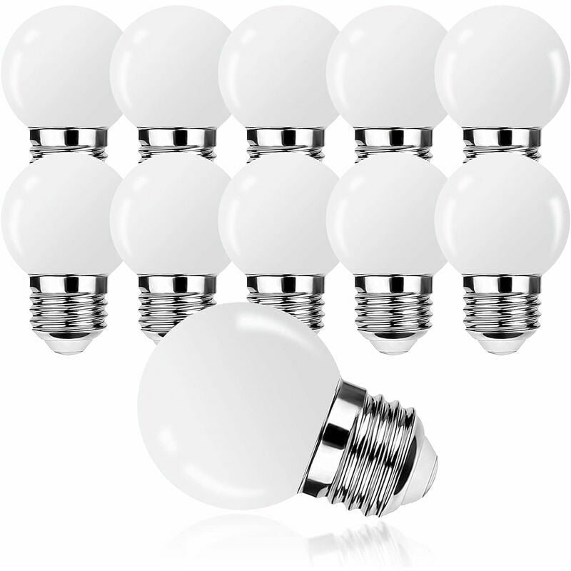 Hoopzi - E27 led Light Bulbs,G45 E27 1W Light Bulb,Warm White,Mini Globe Light Bulb,Equivalent 5W Incandescent Bulbs, Non-Dimmable,10 Pack,Energy