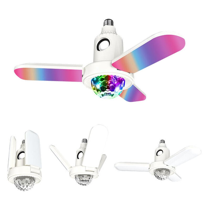 E27 led rgb Déformable 3 Lames Ventilateur de Plafond Lumière Bluetooth Musique Lampe