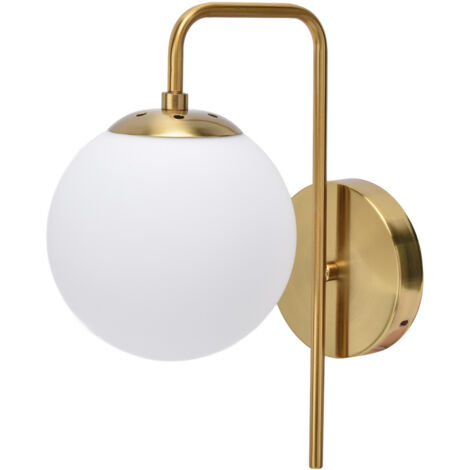 E27 LED-Wandleuchte, kugelförmiges, mattiertes Glas, für Wohn- oder Schlafzimmer, im skandinavischen Design, aus Metall und Glas, Spannung 110–240 V