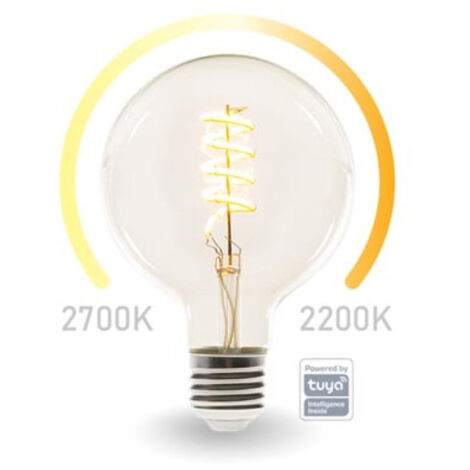 E27 LED WIFI, 6,5 Watt 555 Lumen, 2200-2700 Kelvin, Ø12,5cm, per App steuerbar