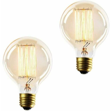 E27 Light Bulb, 40W Vintage Light Bulbs, Round Decorative Light Bulbs, Dimmable, 220V, Pack of 2