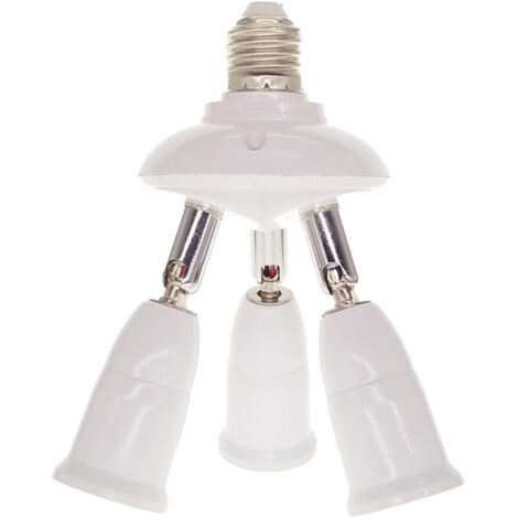 E27 Light Bulb Socket Adapter Splitter to 3 Heads Adjustable Angles for Wide Coverage Indoor Outdoor Use