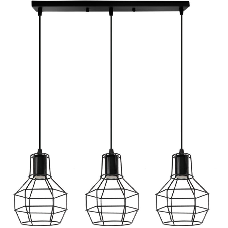 

Wottes - E27 lámpara colgante creativa dormitorio sala de estar café decoración moderna individualidad 3 luces - Negro