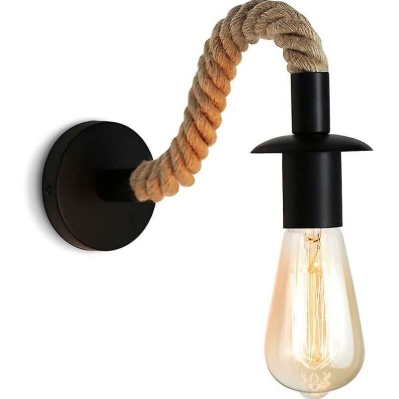 E27 luminaire Applique murale Vintage en corde de chanvre applique murale industrielle idéal pour un Loft un couloir ou une chambre à coucher