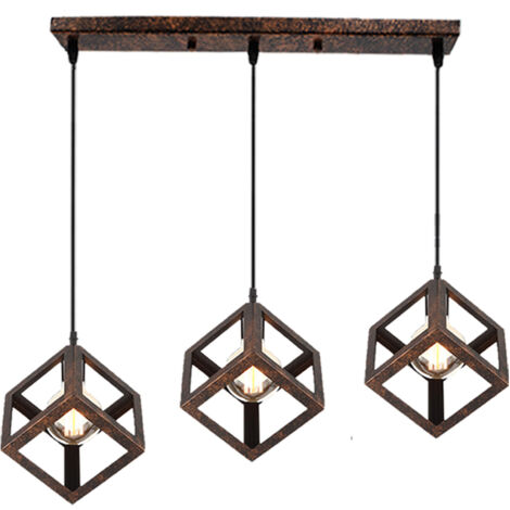 E27 Lustre Suspension Industriel Vintage Luminaire Plafonnier Abat-jour Fer Lampe à Suspension Réglable - Rouille