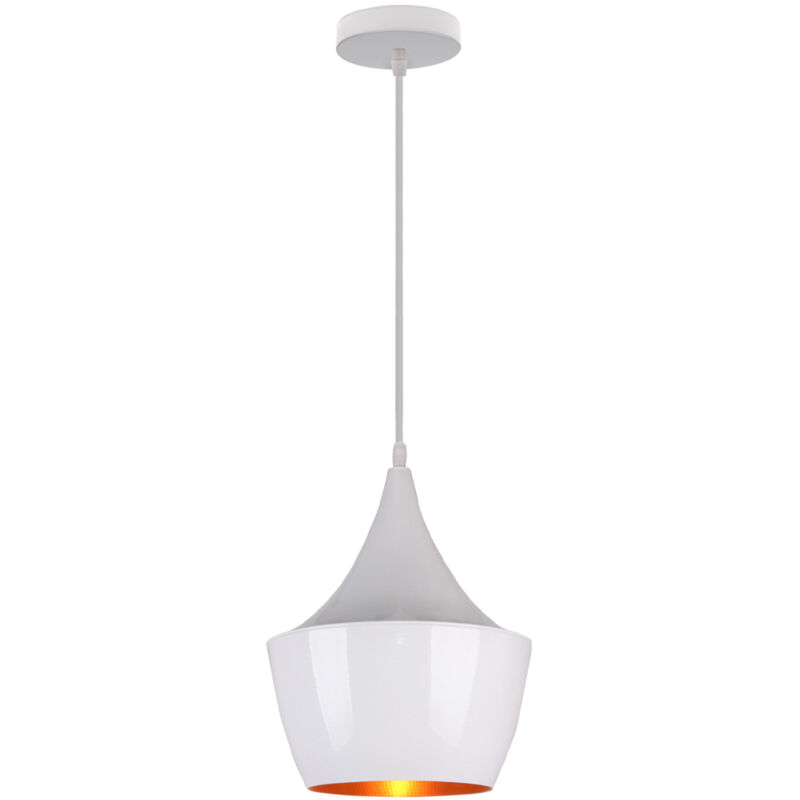 E27 Lustre Suspension Industriel Vintage Luminaire Plafonnier Métal Lampe à Suspension Réglable Blanc - 1Pcs E27 Lustre Suspension Industriel Vintage Luminaire Plafonnier Métal Lampe à Suspension Réglable Blanc - 1Pcs