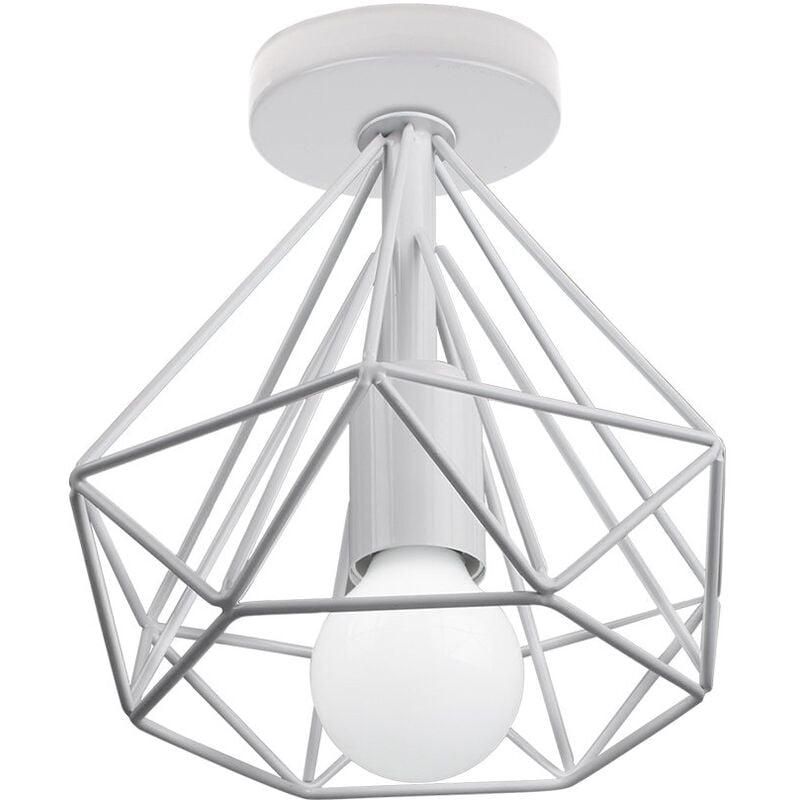 Plafonnier Industrielle Lustre Diamant Metal 20 cm E27 40W 1PCS Blanc