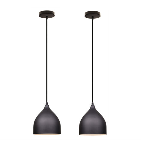 E27 Lustre Suspension Vintage Industrielle Luminaire Plafonnier Fer Forgé Lampe Suspension Décoratif Ø17CM - 2Pcs