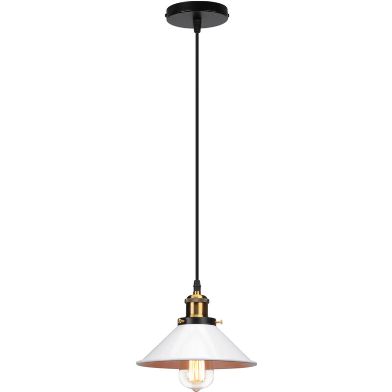 

Lámparas de Colgar E27 Luz Colgante Retro (Blanco)De 220MM Industrial Metal Pantallas de Iluminación Clásico Edison Decorativa Iluminación Lámpara de