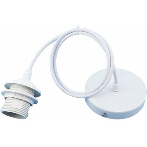 E27 Metal Lamp Hanger, Lamp Holder, Black E27 Lamp Holder with 100 cm Cable, for Bar, Cafe, Clothing Shop, Home, Hotel (White)