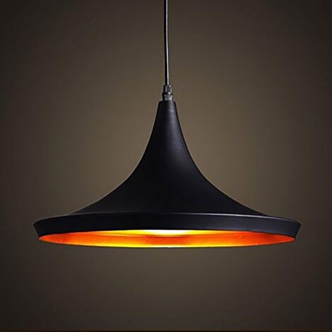 E27 Metall Retro Pendelleuchten, Antike Deckenlampe, Industrielampe, Antike Hängelampe, LED Lampe, Aluminium Vintage Deckenbeleuchtung, Industrielle Antike Deckenleuchte, LED-Licht (Schwarz)
