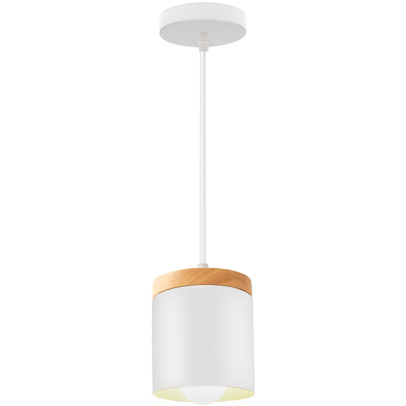 E27 Modern Pendant Light Nordic Ceiling Light Retro Metal Hanging Light for Kitchen Dining Room Office Bedroom (White)