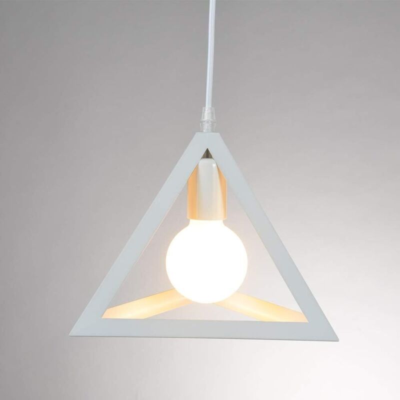 Stoex – Suspension luminaire métal cage triangulaire – Lampe industrielle LED E27 – Ø25 x 22 cm – Longueur cordon 100 cm ajustable – Tension 110-220V Stoex – Suspension luminaire métal cage triangulaire – Lampe industrielle LED E27 – Ø25 x 22 cm – Longueur cordon 100 cm ajustable – Tension 110-220V