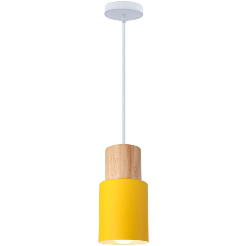 E27 Pendant Lamp Wrought Iron Creative Adjustable Bedroom Living Room Macaron Chandelier (Yellow) - giallo