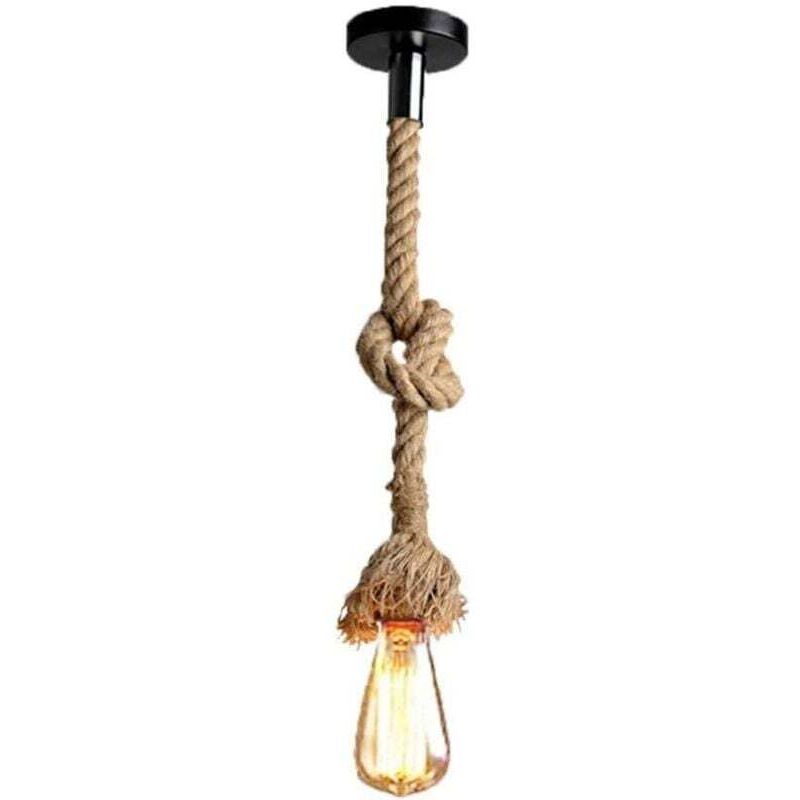 E27 Rétro Chanvre Corde Pendentif Lumière Vintage Rustique Luminaire pour Restaurant Bar Café Éclairage - 1.5M
