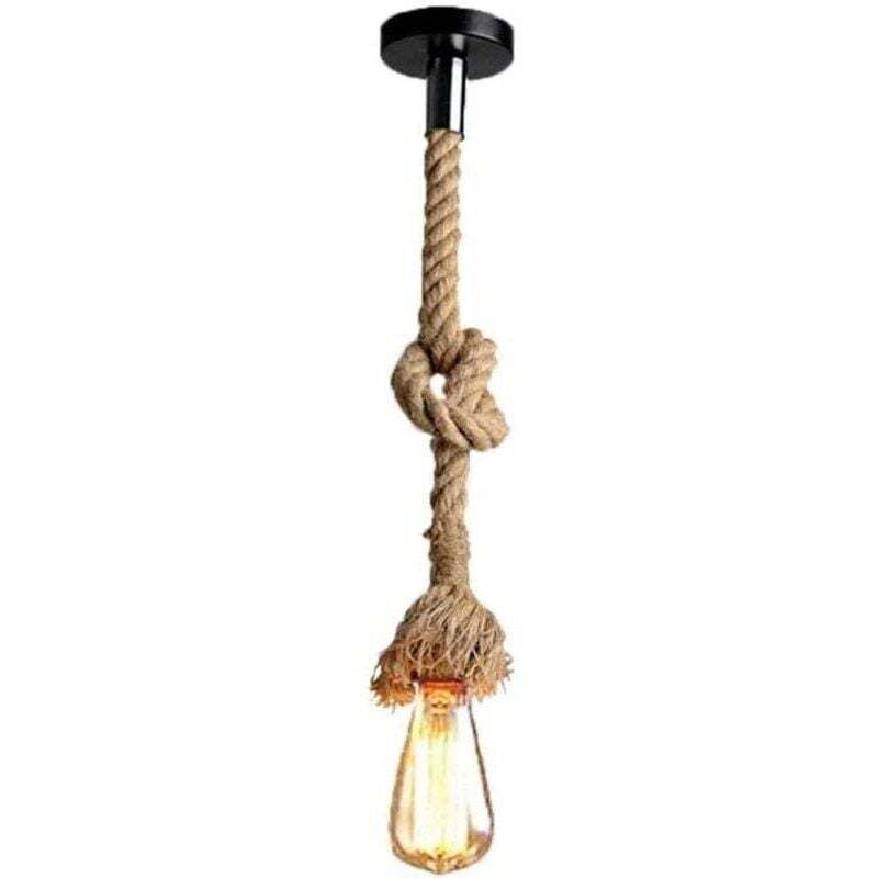 E27 Rétro Chanvre Corde Pendentif Lumière Vintage Rustique Luminaire pour Restaurant Bar Café Éclairage - 1.5M - RW