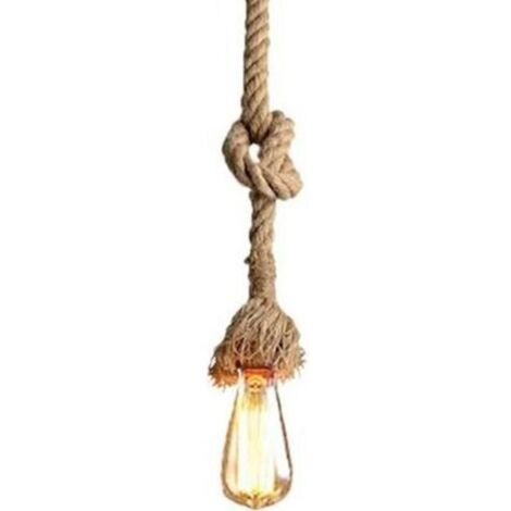 E27 Rétro Lampe Suspension en Corde de Chanvre 1M Vintage Style Rustique Luminaire pour Restaurant Bar Cafe Lighting
