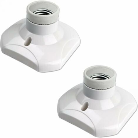 E27 Screw Ceiling Light Socket for Indoor Wall Lamp, AC 230V, E27 LED Bulb Holder, Plastic Base E27 Socket for Garage Workshop Ceiling, Pack of 2