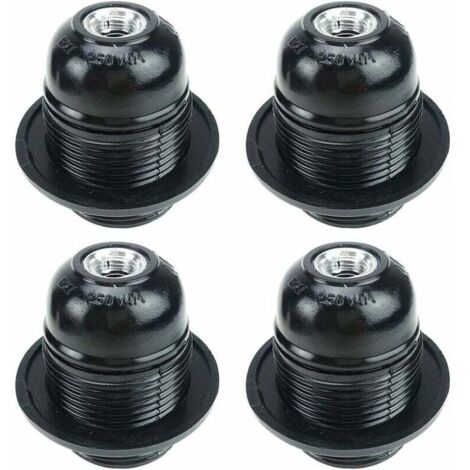 E27 screw socket black, E27 lamp socket, 4 E27 sockets, E27 lamp sockets, solid lamp sockets, black socket adapter, lamp sockets for decoration in bars, kitchens, canteens, industry and DIY projects