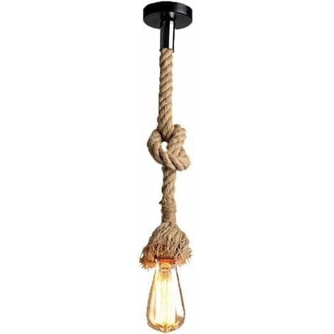 E27 Sockel Retro Kronleuchter Pendelleuchten Einstellbar 1M Retro Hanfseil Deckenlampe für Bar Seil Café Treppen Restaurant Kreativ - 1 STÜCKE HIASDFLS