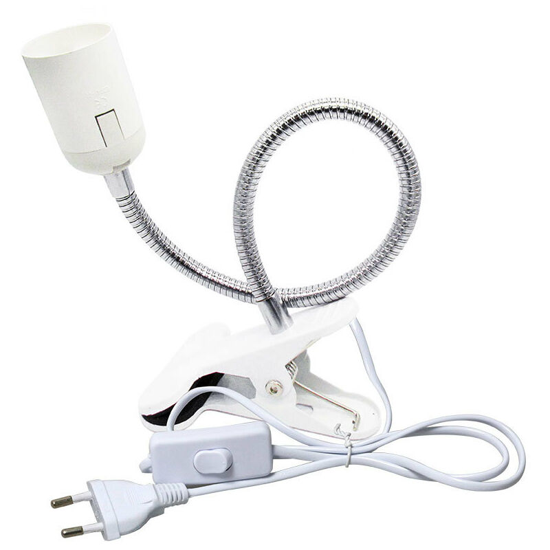 Tumalagia - E27 Socket Clamp Light Bulb with Switch led Table Lamp Base with 360 Degree Gooseneck Plant Aquarium Table Makeup Reading