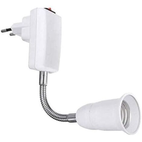 E27 Socket with Wireless Switch, White Base for E27 Bulb, Flexible with Arm, Quick Socket for Kitchen Lamp, Wall Lamp, Bed Reading Lamp (without bulb)